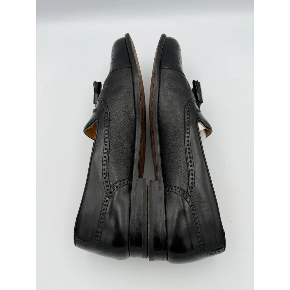 Mezlan Havana Tassel Loafers Mens 11 Black Leather Old Money Preppy Brogue